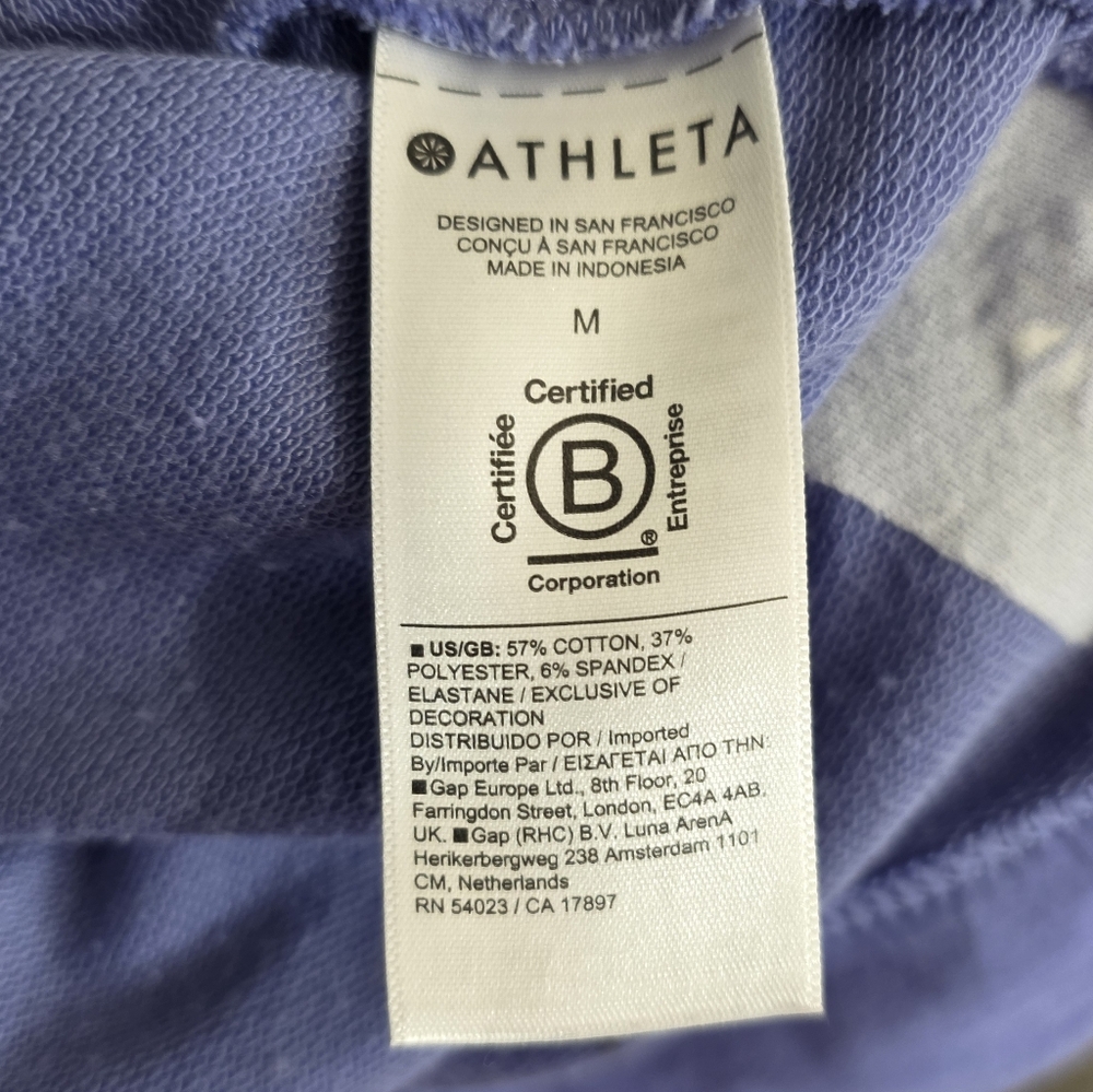Athleta Retroterry Dark Adonis Purple Polo Sweatshirt Cozy Athletic Size M - Picture 12 of 13